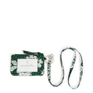 Collegiate Zip ID Lanyard-Dark green/white rain garden with michigan state university logo in Cotton