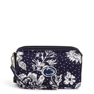 Collegiate RFID All in One Crossbody Bag-Navy/white rain garden with penn state university logo in Cotton