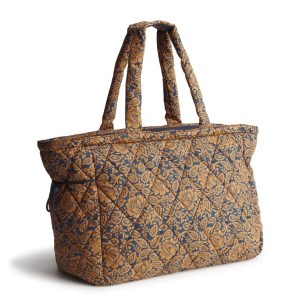 Knollton Tote Bag-Lotus montage roasted pecan in Featherweight