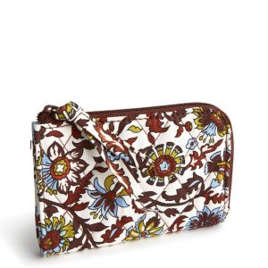 Zip Card Pouch-Marrakesh vines cream in Premium cotton