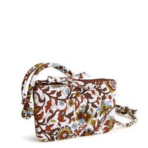 Zip Card Pouch Lanyard-Marrakesh vines cream in Premium cotton