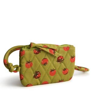 Zip Card Pouch Lanyard-Tiny tomatoes palm in Premium cotton