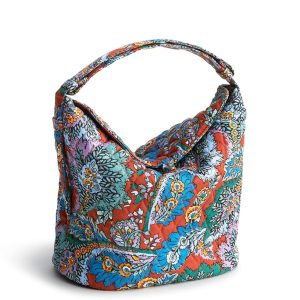 Astoria Shoulder Bag-Flowers + feathers in Premium cotton