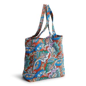 Small Original Tote Bag-Flowers + feathers in Premium cotton