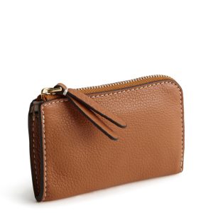 Zip Card Pouch-Roasted Pecan in Leather