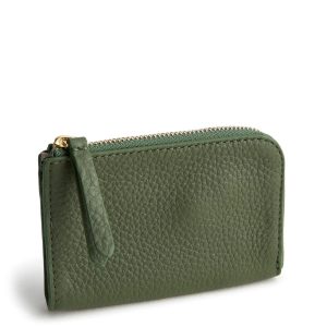 Zip Card Pouch-Bronze Green in Leather