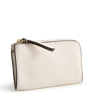Zip Card Pouch-Cottage Cream in Leather