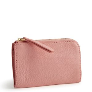 Zip Card Pouch-Coral cloud in Leather