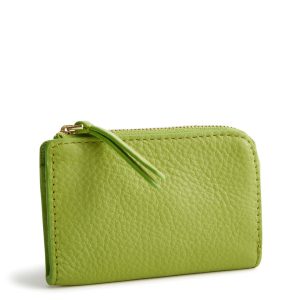 Zip Card Pouch-Spinach Green in Leather