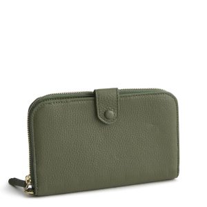 Large Tab Wallet-Bronze Green in Leather