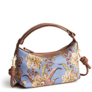 Roxbury Crescent Crossbody-Begonia fields in Oxford canvas