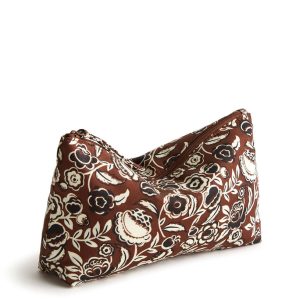 Medium Pouch-Bubbly flowers cinnamon in Nylon