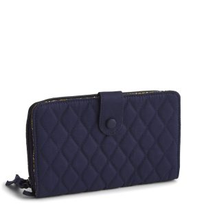 Large Tab Wallet-Peacoat in Premium cotton