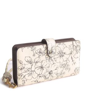 Phone Wristlet-Bloom cottage cream in Leather