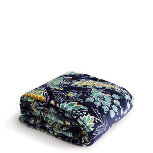 Oversized Throw Blanket-Gemstone paisley aqua in Fleece