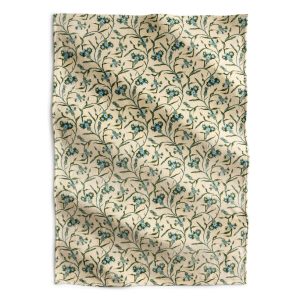 Oversized Throw Blanket-Bachelor buttons blue green in Fleece