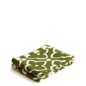 Double Knit Throw Blanket-Moorish cedar green in Cotton