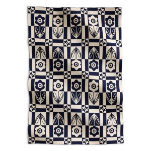 Double Knit Throw Blanket-Daffodils peacoat in Cotton