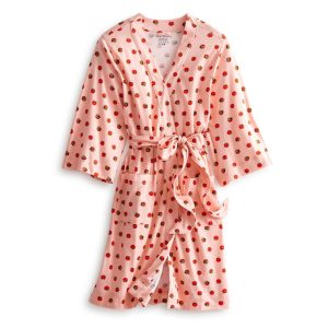Knit Robe-Tiny tomatoes coral in Cotton