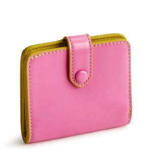 Small Tab Wallet-Ibis rose in Patent faux leather