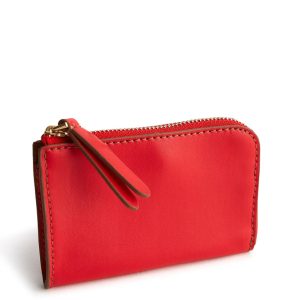 Zip Card Pouch-Goji Berry Red in Leather