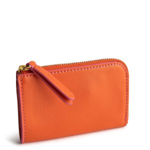 Zip Card Pouch-Koi Orange in Leather