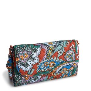 Wildwood Wallet Crossbody-Flowers + feathers in Premium cotton