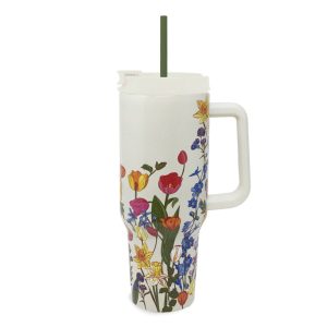 Stainless Steel XL Tumbler with Handle-Meadow bouquet seedpearl in Stainless steel