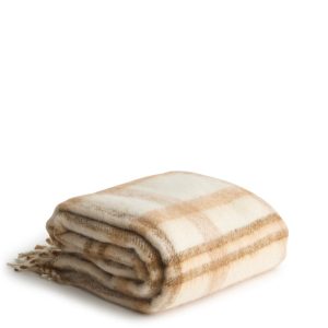 Woven Throw-Cottage cream & gold plaid