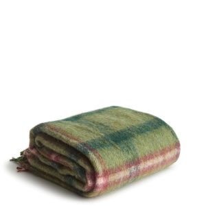 Woven Throw-Vineyard green & burgundy plaid