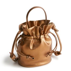 Tilden Drawstring Crossbody-Bronze metallic in Leather