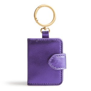 Picture Frame Bag Charm-Purple metallic in Leather