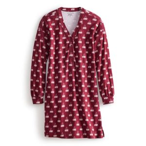 Henley Night Dress-Duffel mosaic in Cotton