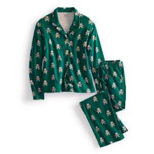 Long-Sleeved Pajama Set-Bear mosaic in Cotton