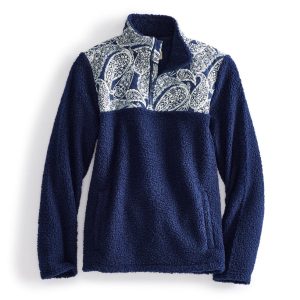 Teddy Fleece Pullover-Paisley key peacoat in Fleece