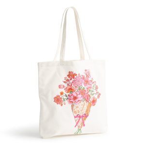 Vera Bradley Foundation Woodlark Tote-Flourishing garden bouquet in Cotton
