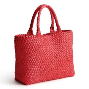 Small Hathaway Tote Bag-Cayenne in Woven faux leather