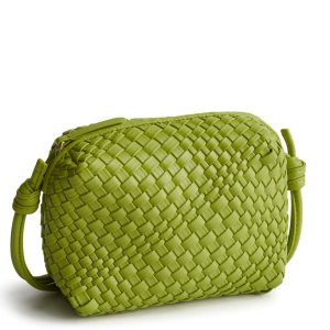 Blake Crossbody-Spinach Green in Woven faux leather