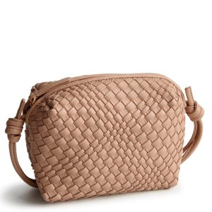 Blake Crossbody-Warm taupe in Woven faux leather