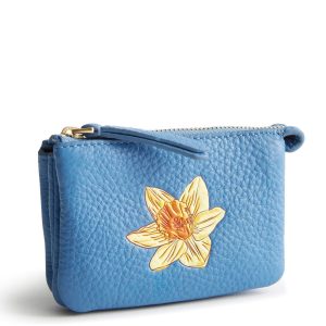 Accordion Card Case-Daffodil on quiet harbor in Leather