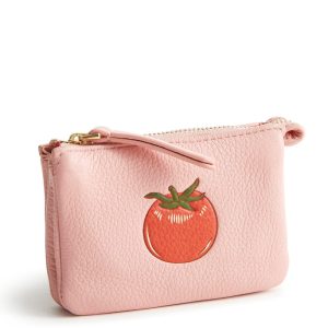 Accordion Card Case-Tomato on coral cloud in Leather