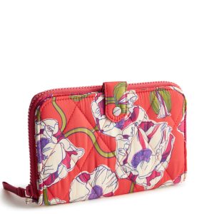 Large Tab Wallet-Swirling poppies in Featherweight