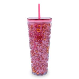 Tumbler with Straw-Flourishing garden in Acrylic