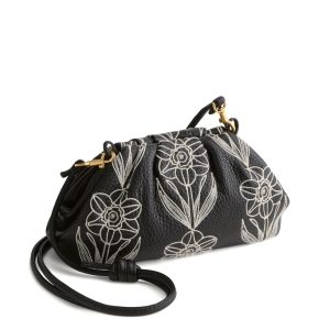 Small Taber Crossbody Bag-Black and white tulip in Leather