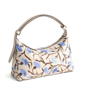 Roxbury Crescent Shoulder Bag-Bachelor buttons cottage cream in Leather